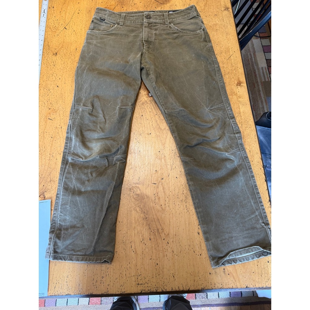 Kuhl RYDR 34x30 Mens Vintage Patina Dye Articulated Utility Pants Olive Green